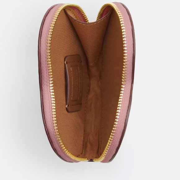 NWT Coach X Observed Heart Shape Small Coin Case Wristlet CU405 LT KHAKI LT PINK - Picture 3 of 6